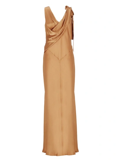 Alberta Ferretti Silk Dress In Brown