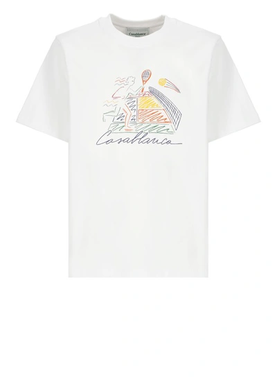 Casablanca Jeu De Crayon T-shirt In White