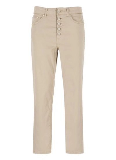 Dondup Cotton Blend Trousers In Neutrals