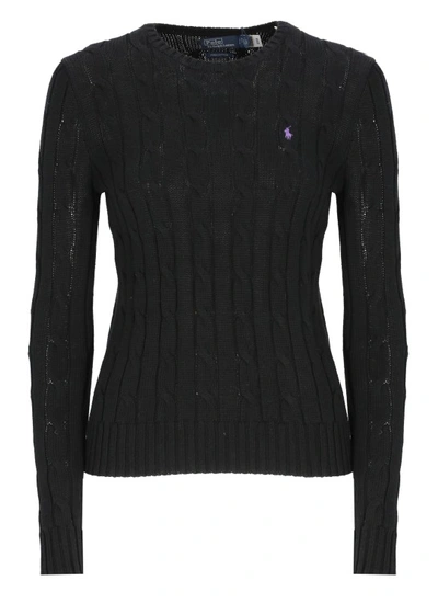 Polo Ralph Lauren Cable-knit Cotton Crewneck Sweater In Black