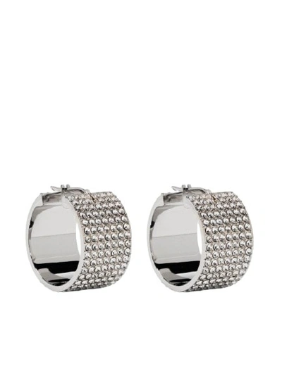 Amina Muaddi Crystal-embellished Hoop Earrings In Silver