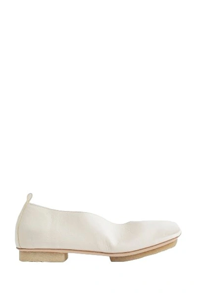 Uma Wang Asymmetric-toe Leather Ballerina Shoes In White