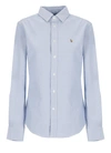 Polo Ralph Lauren Light Blue Shirt With Classic Collar And Pony Embroidery On The Front In Cotton Woman In White