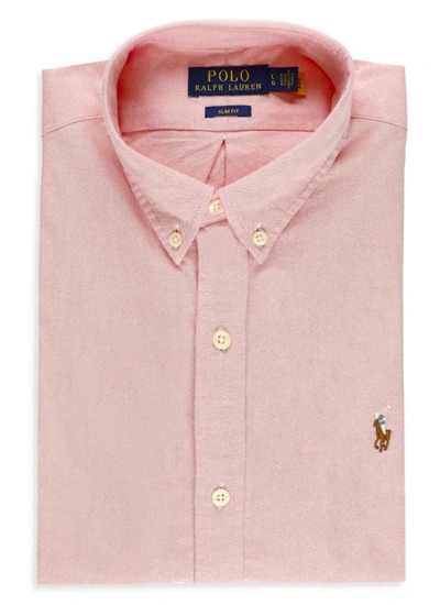 Polo Ralph Lauren Pink Cotton Shirt For Man In Grey