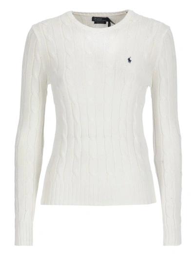 Polo Ralph Lauren Cable Sweater With Logo In White