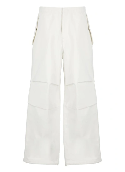 Jil Sander Diagonal Cotton Trousers In White