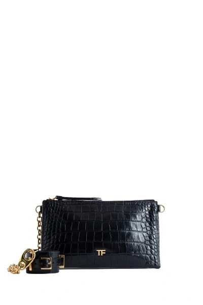 Tom Ford Crocodile-embossed Leather Bag In Black