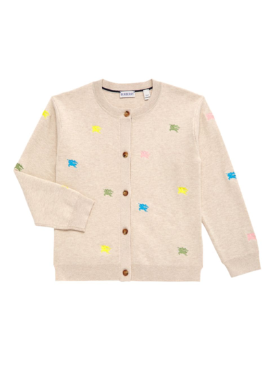 Burberry Babies' Little Kid's & Kid's Knight Embroidered Cotton-cashmere Cardigan In Wheat