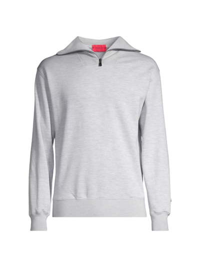Isaia Men's Cotton-blend Half-zip Sweater In Light Grey