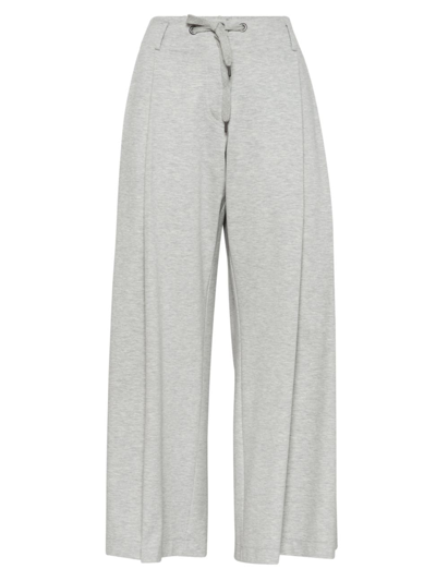 Brunello Cucinelli Women's Couture Interlock Loose Cropped Trousers In Light Grey