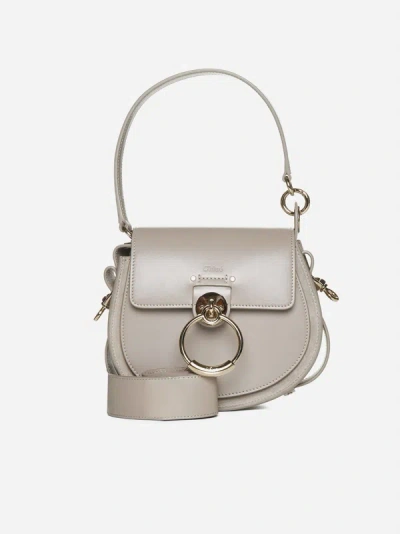 Chloé Tess Leather Small Bag In Gray