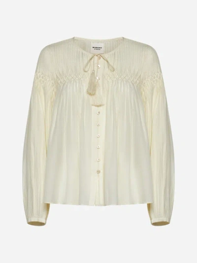 Marant Etoile Abadi Cotton And Viscose Shirt In Ecru