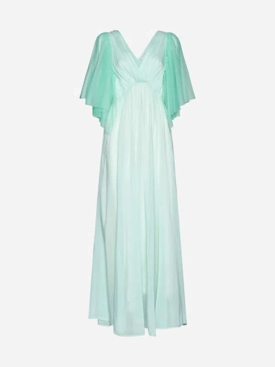 Forte Forte Voile And Tulle Long Dress In Aquatic