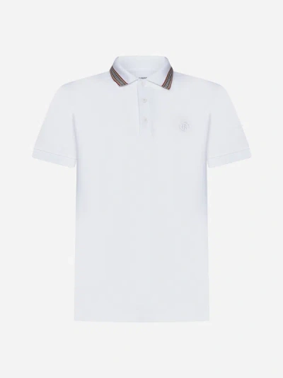 Burberry Pierson Cotton Polo Shirt In White