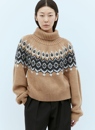 Khaite Amaris Cashmere-blend Turtleneck Sweater In Brown