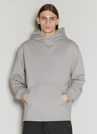 Y-3 Logo Applique Hooded Sweatshirt In Grey