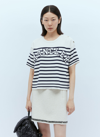 Moncler White Striped Logo Lettering T-shirt In White