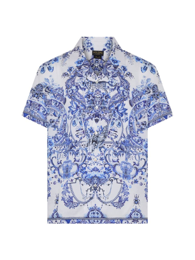 Camilla Men's Damask Camp Shirt In Glaze And Graze