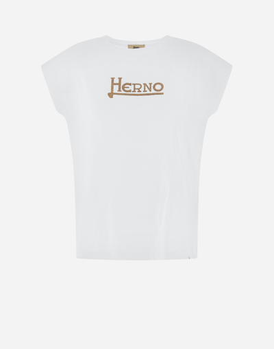 Herno Interlock Jersey T-shirt In White/brown