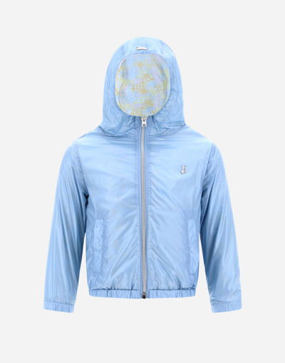 Herno Bomber Jacket In Nylon Ultralight And New H Baby In Light Blue