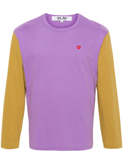 Comme Des Garçons Play Small Red Emblem T-shirt In Purple
