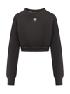 Marine Serre Moon Embroidered Cropped Knit Jumper In Black