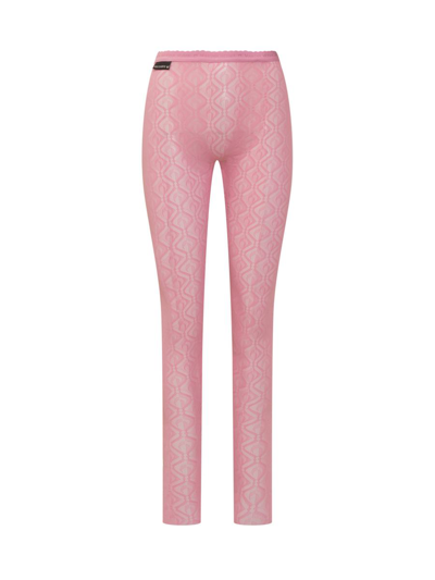 Marine Serre Moon Diamant Jacquard Leggings In Pink