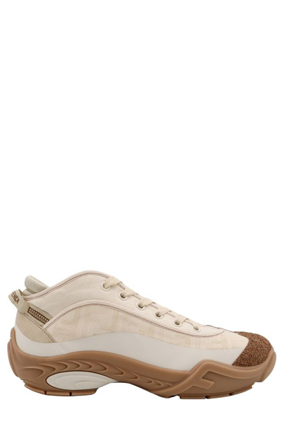 Fendi Lab Sneakers In White,beige