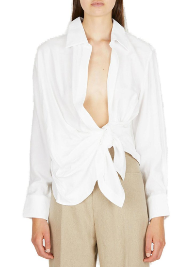 Jacquemus Bahlia Tie-up Detailed Blouse In White