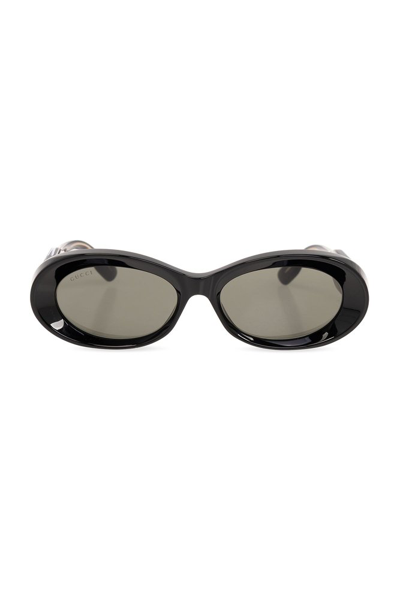 Gucci Eyewear Oval Frame Sunglasses In Black
