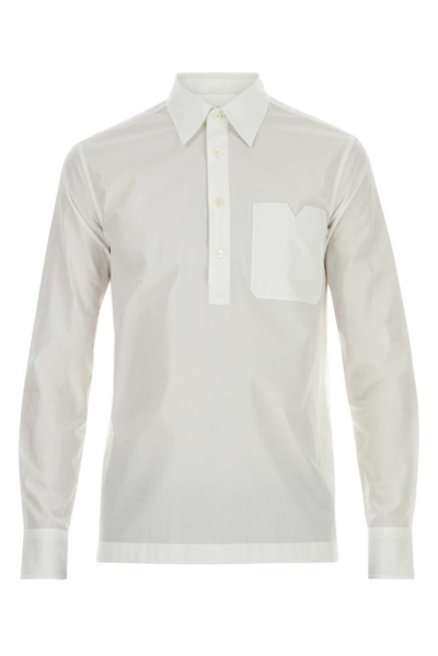 Valentino Sleeved Collared Shirt In White