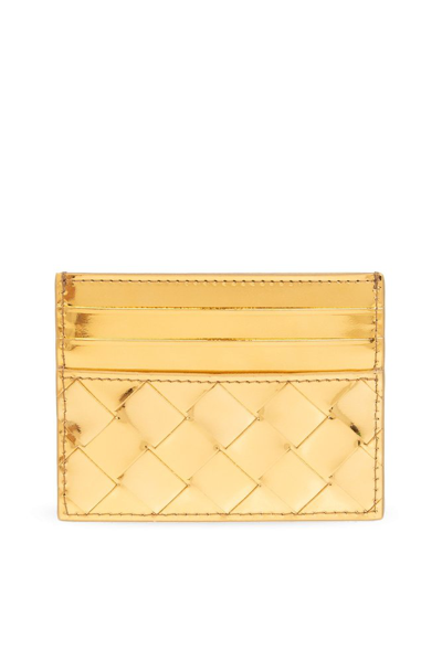 Bottega Veneta Intrecciato Cardholder In Gold