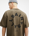 Allsaints Tierra Oversized Crew Neck Logo T-shirt In Ash Khaki Green