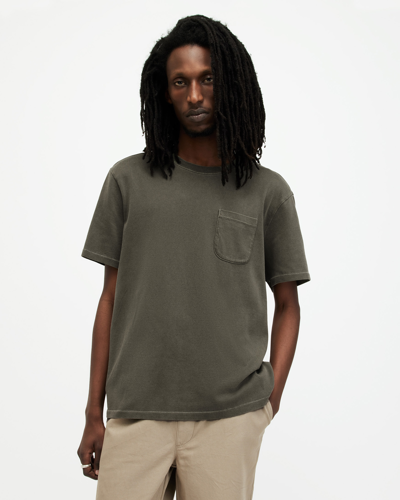 Allsaints Cole Crew Neck Relaxed Fit T-shirt In Ash Khaki Green