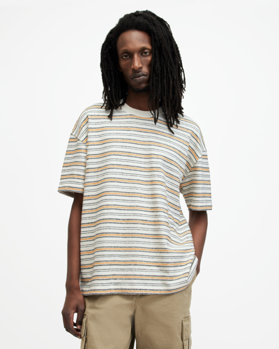 Allsaints Stanton Striped Oversized T-shirt In 白色
