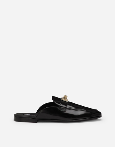 Dolce & Gabbana Brushed Calfskin Mules In Black