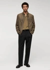 Mango Man Suede-effect Jacket With Zip Khaki