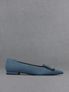 CHARLES & KEITH CHARLES & KEITH - LEATHER & DENIM POINTED-TOE FLATS