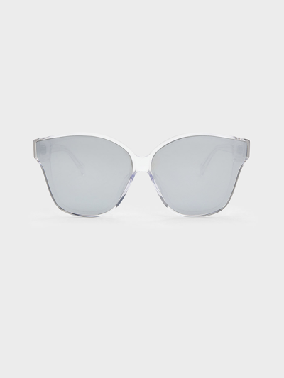 Charles & Keith Recycled Acetate Classic Square Sunglasses In Clear