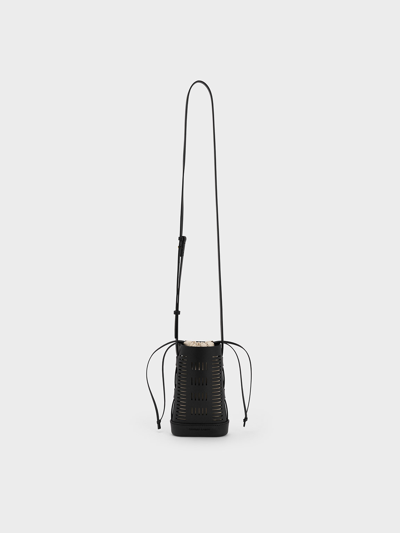 Charles & Keith Delphi Cut-out Phone Pouch In Black