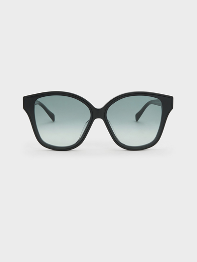 Charles & Keith Recycled Acetate Classic Square Sunglasses In Black