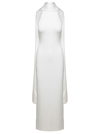 SOLACE LONDON 'DAHLIA' LONG WHITE DRESS WITH HALTERNECK IN STRETCH FABRIC WOMAN
