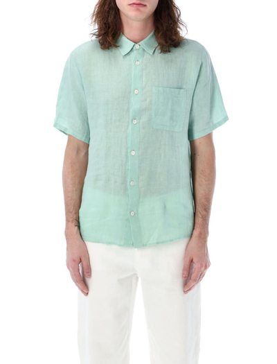 Apc Bellini Linen Shirt In Pale Green
