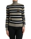 DOLCE & GABBANA MULTICOLOR STRIPES LOGO TURTLE NECK PULLOVER SWEATER