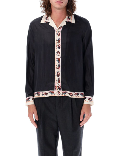 Bode Taureau Silk Shirt In Black