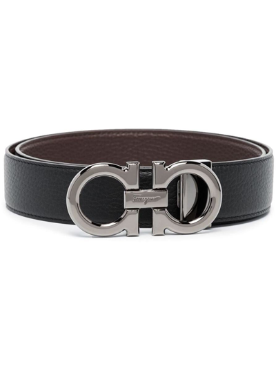 Ferragamo Gancini Reversible Buckle Belt In Black