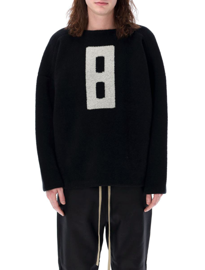 Fear Of God Mens Black Graphic-intarsia Relaxed-fit Wool-blend Jumper