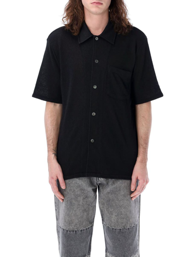 Our Legacy Box Shirt Shortsleeve In Black Boucle