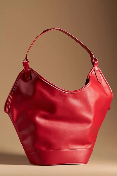By Anthropologie Angular Bucket Tote Bag In Red