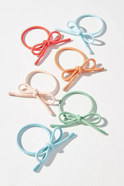 Anthropologie Assorted Bow Hair Bobbles, Set Of 6 In Multicolor
